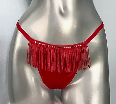 Victorias Secret Very Sexy Rhinestone Red Bling Fringe Nwt G V String Panty • $16.99