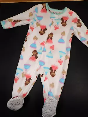 Princess Footed Pajamas Baby Girls Pj's Toddler One Piece 6-9mo 24mo 2T • $7.44