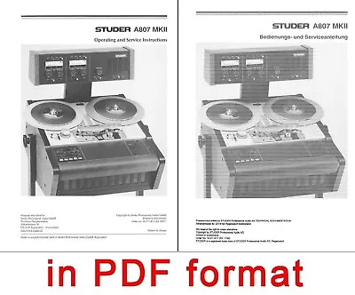 Studer Revox A807 MkII OPERATING & SERVICE INSTRUCTIONS A-807 Mk2 MANUAL A 807 • $7.90