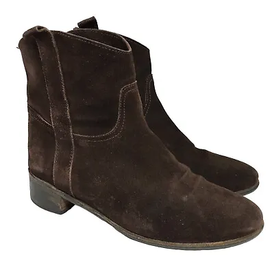 Vero Cuoio Women's 38.5 EUR 8 US Brown Suede Ankle Boots Leather Heeled Italy • $34.99