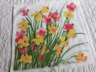 Vtg 2 Vera Ladybug Daffodil Floral Cotton Blend Lt Wt Napkins Clean No Stains • $8