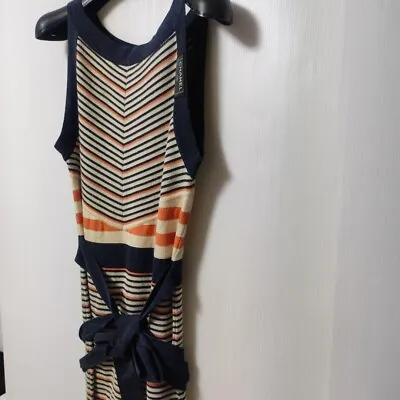 CHANEL Striped Knit Mini Dress 08C Multicolor Sleeveless Cotton Cashmere Size 38 • £373.47