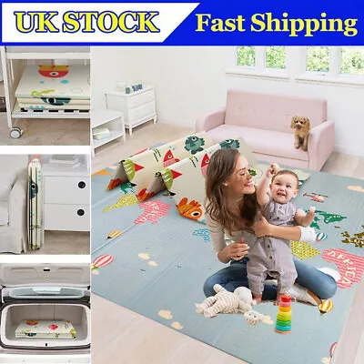 2 Sided Baby Foam Play Mat Foam Crawling Blanket Cartoon Waterproof 1cm Thick • £9.90