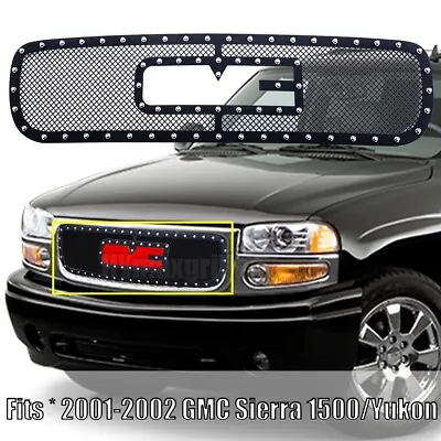 Black Rivet Style Upper Grille Fits 2001-2002 GMC Sierra 1500/Yukon Grill Insert • $131.09