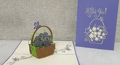 3D Pop Up THANK YOU Card.Luxurious Flowers Basket In 3D Pop Up Card. • £3.45