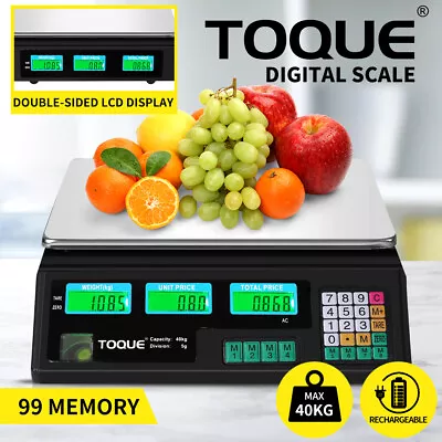 Toque Digital Scales Electronic Kitchen Scale Accurate Fruit Food Weight 40KG • $46.99