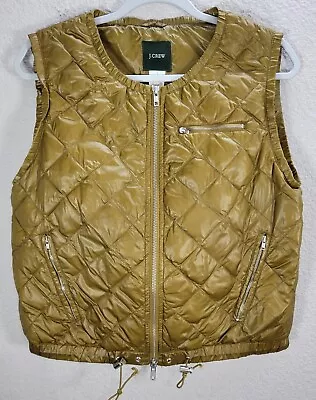 Womens J.Crew Luminosa Lightweight Down Quilted Vest Olive Zip Up Nylon Sz S • $23.77