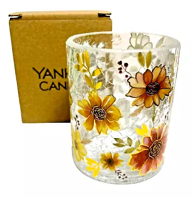 Yankee Candle TRANSITIONAL FLORALS Crackle Glass Votive Or T/L Holder Free Ship • $23.99