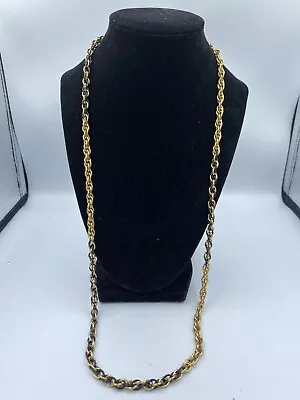 Vintage Monet Necklace Gold Tone & Black Chain Mix 30” • $90.58