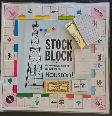 Rare Vintage 1970's Stock Block  Monopoly  Style Board Game Houston Texas  • $50