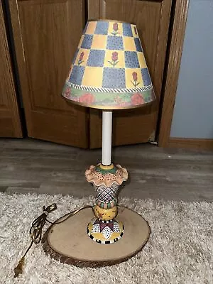 Mackenzie-Childs Inspired Ceramic Table Lamp 22.5” Tall With Shade Hand Painted • $59.95