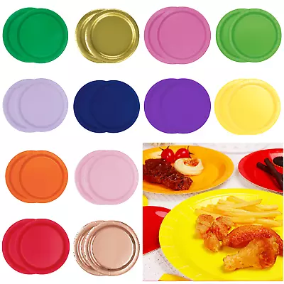 7   9  Round Paper Party Plates Plain Solid Colours Tableware Events Catering UK • £4.29