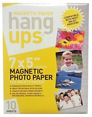 £5.99 • Buy 7x5  Magnetic Photo Paper For Inkjet Printers - 10 Sheets Of Magnetic Paper