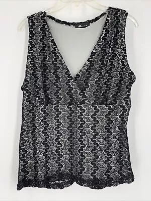 AB STUDIO Women’s Sx XL Black Vintage Lace Tank Top Y2K 90’s Fairy Cottagecore • $19.90