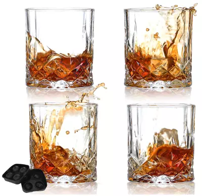 Whiskey Glasses Set Of 4 Old Fashioned Glasses With Box 10 Oz Rocks Glasses • $29.86