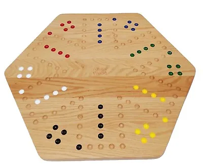 Marble Game Board Only- 20 Inch Double Sided 4 Or 6 Player Solid Oak • $54.95