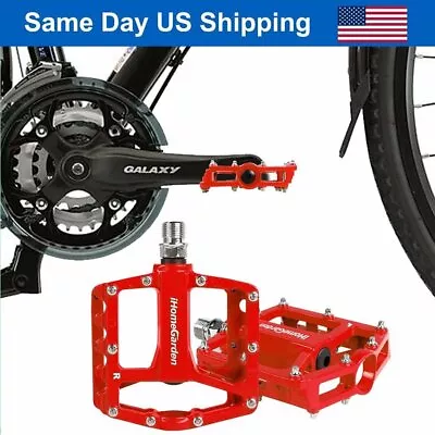 2Pcs Aluminum Alloy Bike Pedals Road Bicycle Pedal Mountain Bike Accessories Red • $16.77