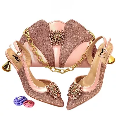 Set Latest Design Italian High Heel Shoes And Bag Matching Bag Shoes Women Party • $117.07