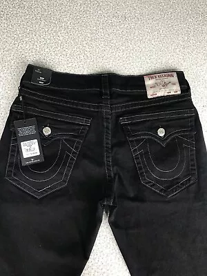 *NEW* True Religion Ricky Flap Relaxed Straight Jeans Black Denim Men’s 32x30 • $69.99