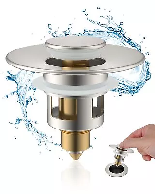 All Metal Universal Bathroom Sink Stopperfor 1''~1.8'' Basin Pop Up Sink Drain • $12.99