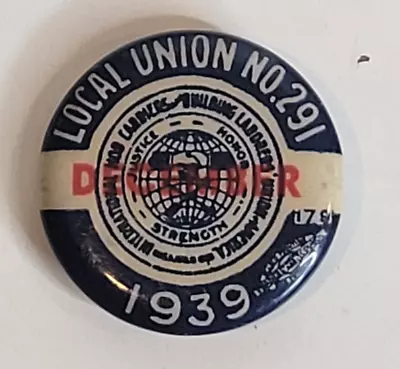 Vintage 1939 HOD Carriers Building & Common Laborers Union Pin Local 291 • $6.50