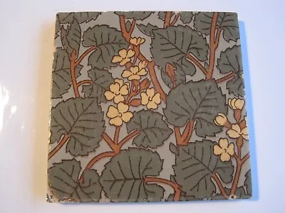 Antique Victorian 6  Sq Mintons Arts & Crafts  Coloured Print Tile C1868 - 1900 • £25