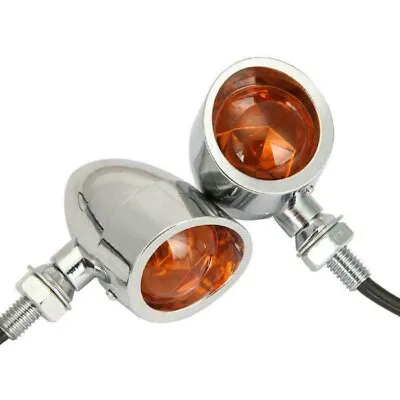 Heavy Duty Motorcycle Bullet Turn Signals Blinker 3 Wires Indicator Lights Amber • $22.99