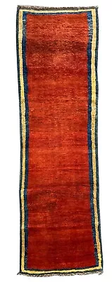 Fine Gabbeh Rug Hand Made Persian Wool Runner Thick Carpet Hallway 9'1  X 2'9  • £347.50