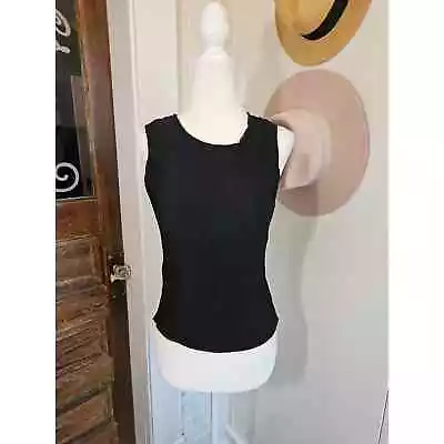 Vtg Babette Women's Size S Black Crinkle Sleeveless Top • $20