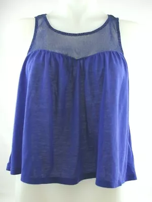 I Love H81 Sleeveless Royal Blue Crop Top Shirt Womens Sz Medium Polyester Blend • $13.50