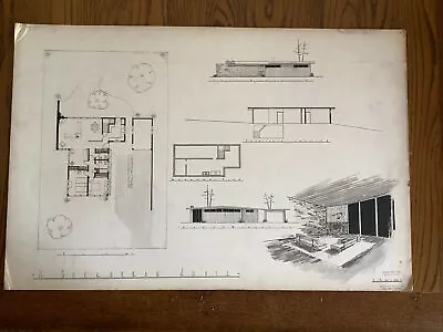 Vintage MCM Blueprint Floor Plan Chicago Home Design Competition 1950’s 1960’s • $59