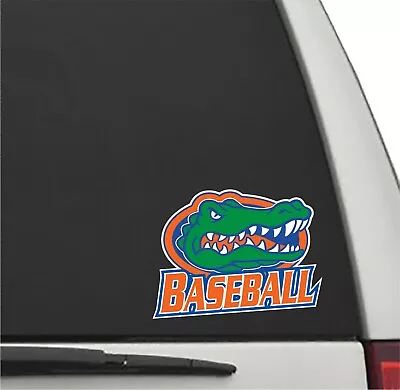 Florida Gators BASEBALL In ORANGE Slant W/ Gator Head Vinyl Decal UF Sticker • $4.95