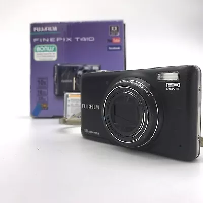 Black Fujifilm Finepix T410WM 10X Zoom 16MP LCD Digital Camera + OEM Battery • $20.24