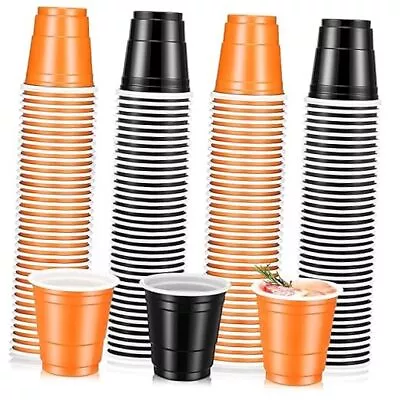 200 Pcs Plastic Shot Cups Bulk Mini Shot Glasses 2 Oz Plastic Cups Orange Blue • $38
