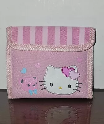 Vintage 2009 Sanrio X Hello Kitty & Bear Pink Striped Bifold Wallet-NWOT! • £38.88