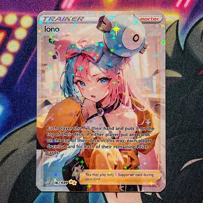 Iono Full Art Goddess Story Custom Trading Card Trainer Anime Waifu Holofoil V • $18.20