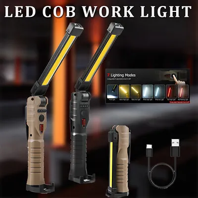 Rechargeable LED COB Work Light Mechanic Flashlight Lamp Magnetic Base Bright US • $7.59