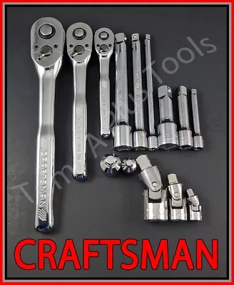 CRAFTSMAN 14pc 1/4 3/8 1/2 Ratchet Wrench Socket Extension Universal Adapter Set • $88.35