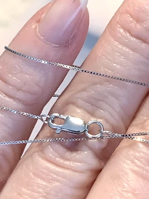 $99 • Buy 14k White Gold 18  Necklace Box Chain Lobster Clasp 1.03 Grams 