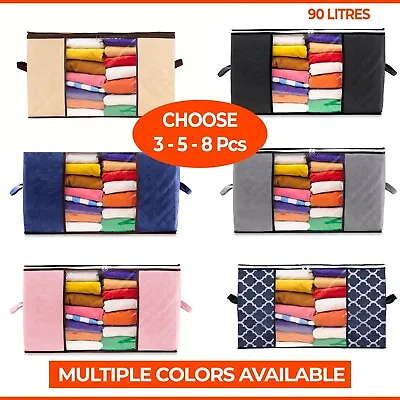 Clothes Storage Bags 90L Foldable Storage For Closet Multiple Colours- Stackzy • £13.99