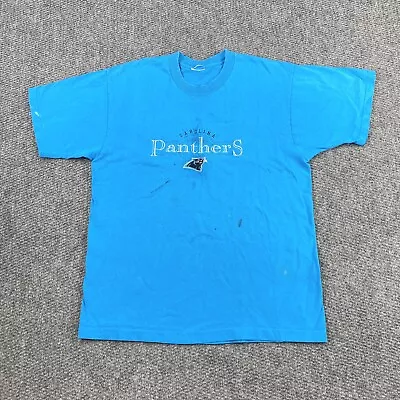 Vintage 90s Mens L NFL Carolina Panthers Single Stitch Shirt Distressed Grunge • $21.25