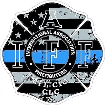 2 Inch Non Reflective IAFF Thin Blue Line Maltese Distressed Flag Sticker Decal • $2.99