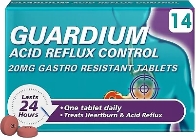 GUARDIUM Tablets Heartburn And Acid Reflux Control By Gaviscon Pack Of 14 • £8.49