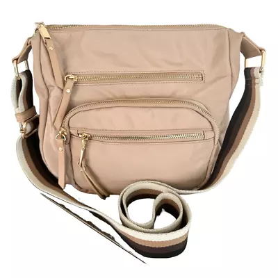 Urban Expressions Beige Tan Nylon Mason Messenger Crossbody Purse Bag  • $26