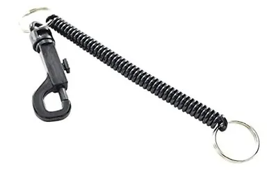 BLACK SPIRAL KEY CHAIN Retractable Clip On Ring Stretchy Coil Spring Keyring UK • £2.97