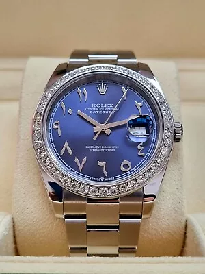 Rolex Datejust 41 2020 Blue Arabic Dial Diamond Bezel Box&Papers • £9500