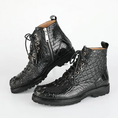 Crocodile High Boots Leather Men's Shoes Business Casual Leather Boots Fashion • $225