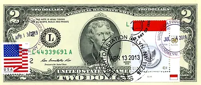 $2 Dollars 2013 Stamp Cancel Postal Flag From Indonesia Value $175 • $175