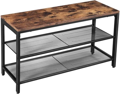 $81.53 • Buy VASAGLE Shoe Bench With Seat Shoe Rack With 2 Mesh Shelves Rustic Brown And