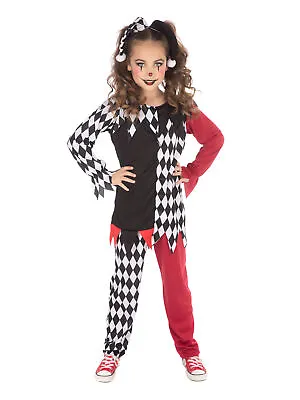 Girls Terrorquin Costume Clown Jester Circus Scary Halloween Kids Fancy Dress • £6.42